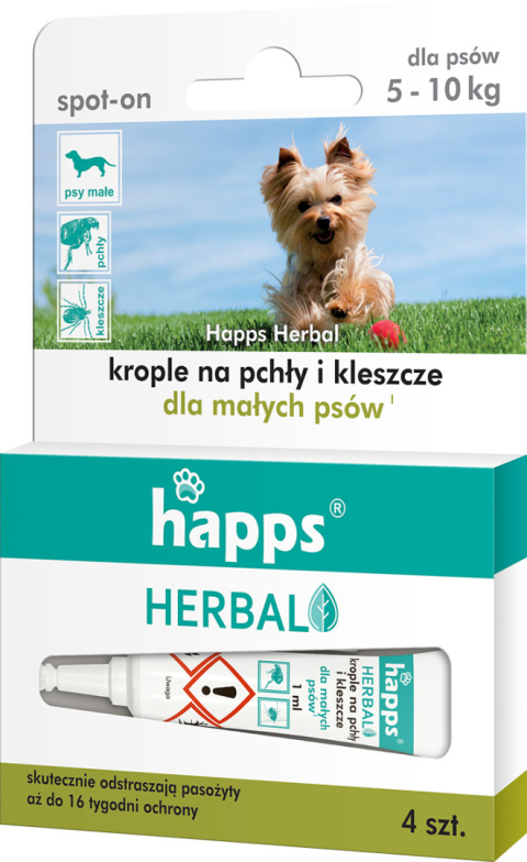 HAPPS Herbal - krople na pchły i kleszcze dla małych psów 5-10kg