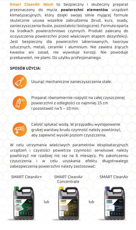 Smart CleanAir WASH 1 l płyn przeznaczony do mycia i czyszczenia klimatyzatorów Smart CleanAir WASH 1 l płyn przeznaczony do mycia i czyszczenia klimatyzatorów